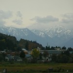 Snow capped mountains In Niigata area.
